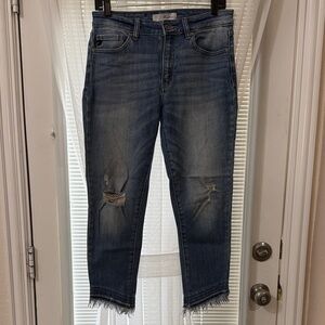 KanCan Faded Blue Distressed Ankle Jeans